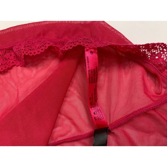 Seven Till Midnight Hot Pink Sheer V Neck  Babydoll With Lace Detailing Size S - Picture 9 of 9